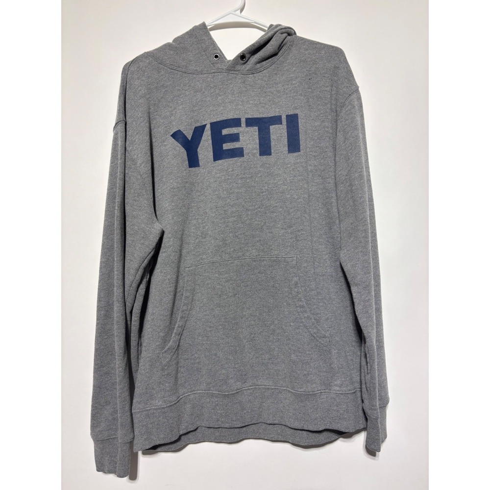 Yeti Mens Size Large Grey Hoodie No Drawstrings - Picture 1 of 9